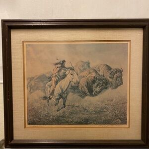 Gregory Perillo Buffalo Hunt Artist Proof Lithograph Pencil Signed Rare limited